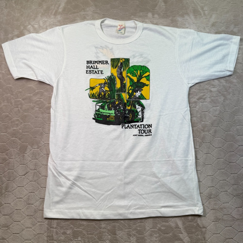 VTG Brimmer Hall Estate Plantation Tour Shirt Jamaica Sz Large DS Deadstock